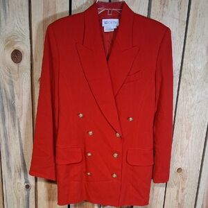 Vintage WWorth Blazer Suit Jacket Size 12 Double Breasted Red Office Business